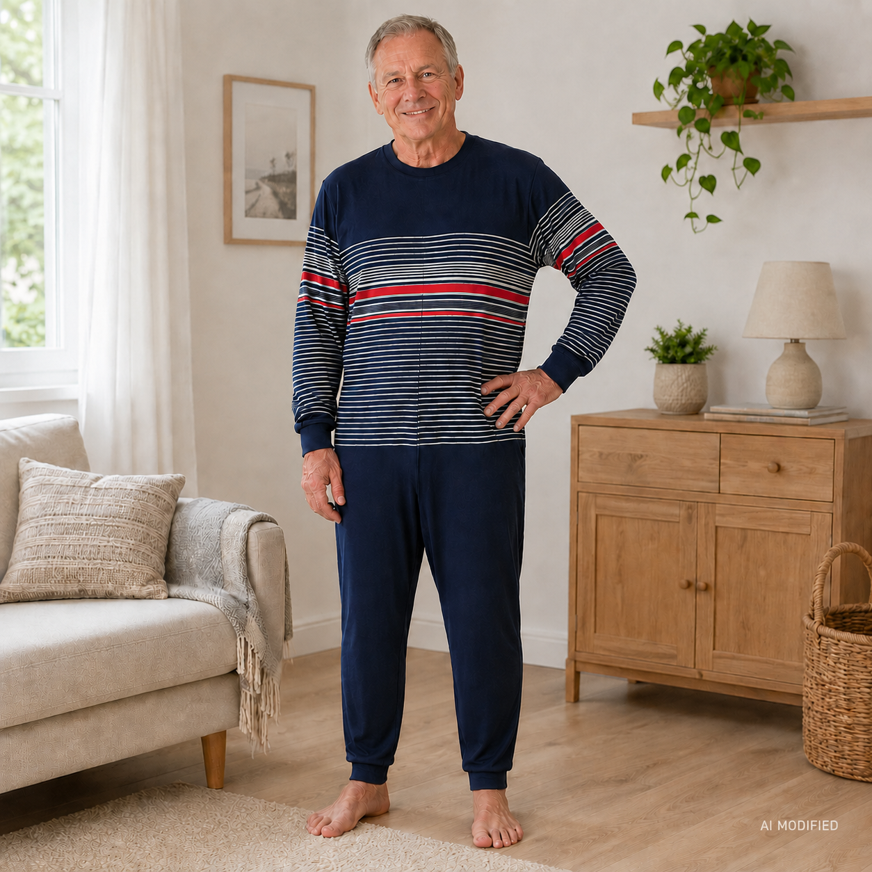 Pflegeoverall NormannCare 12417090970 in Marine getragen