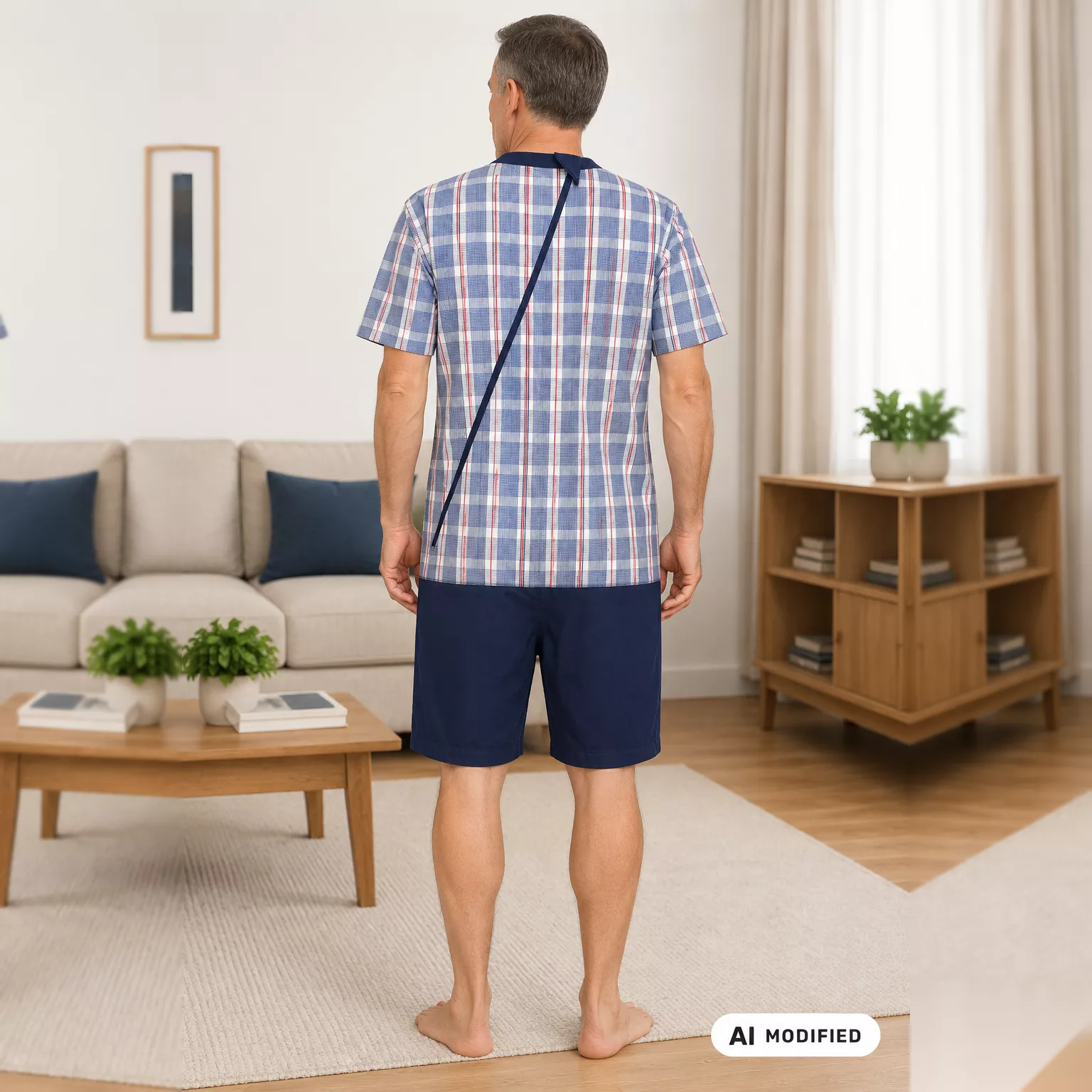 Herren Pflegeoverall kurzarm Marine NormannCare Rückansicht 28117190440