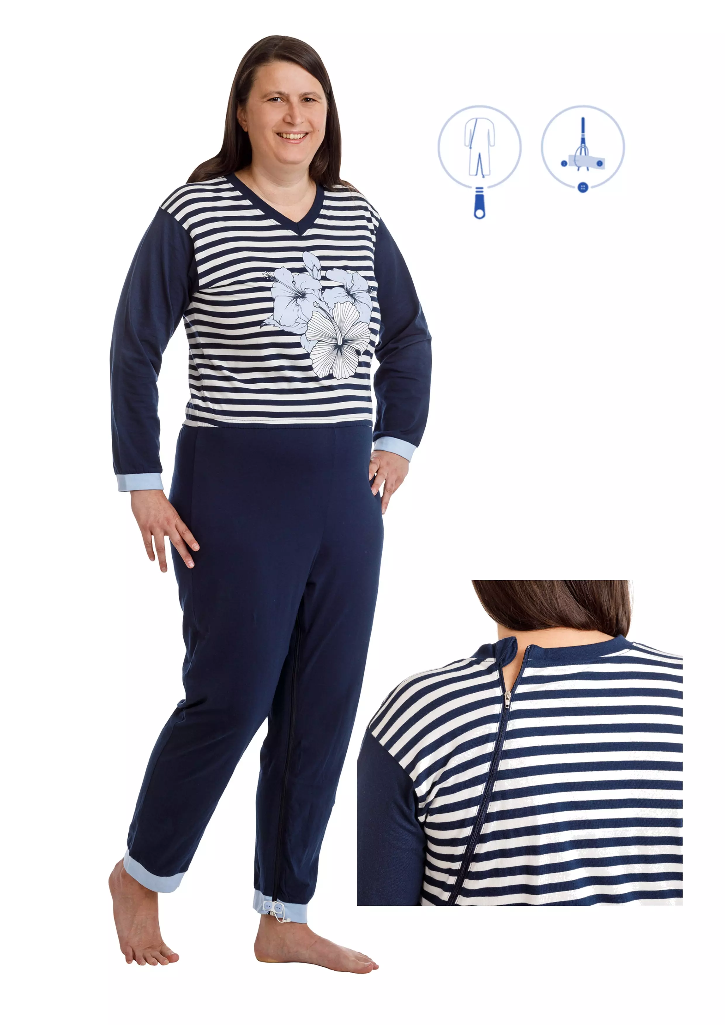 Suprima Pflegeoverall CareNight in Marine - Vorderansicht