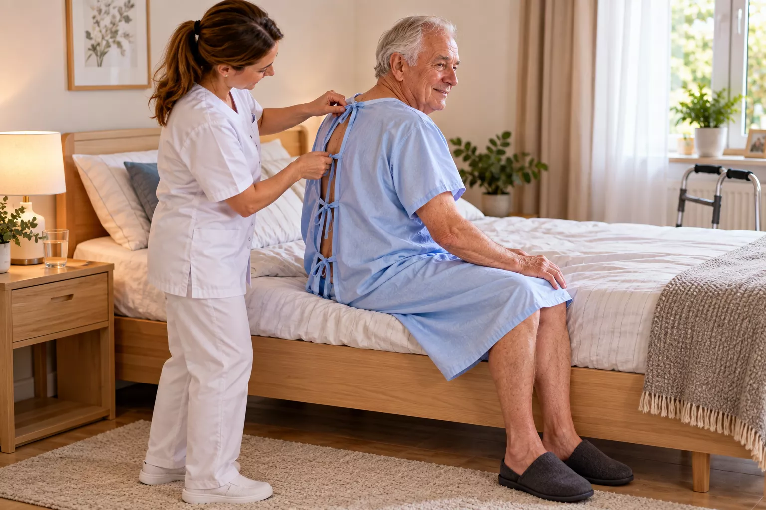 Krankenhauskittel in Blau - Rückansicht