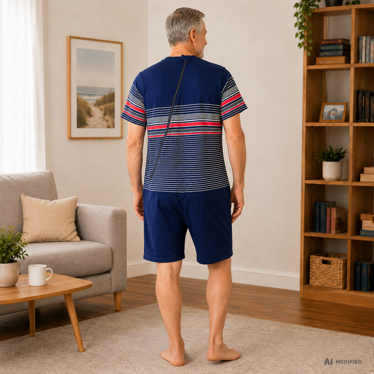 NormannCare Herren Pflegeoverall Einteiler Marine Rückansicht Artikelnummer 12417190970
