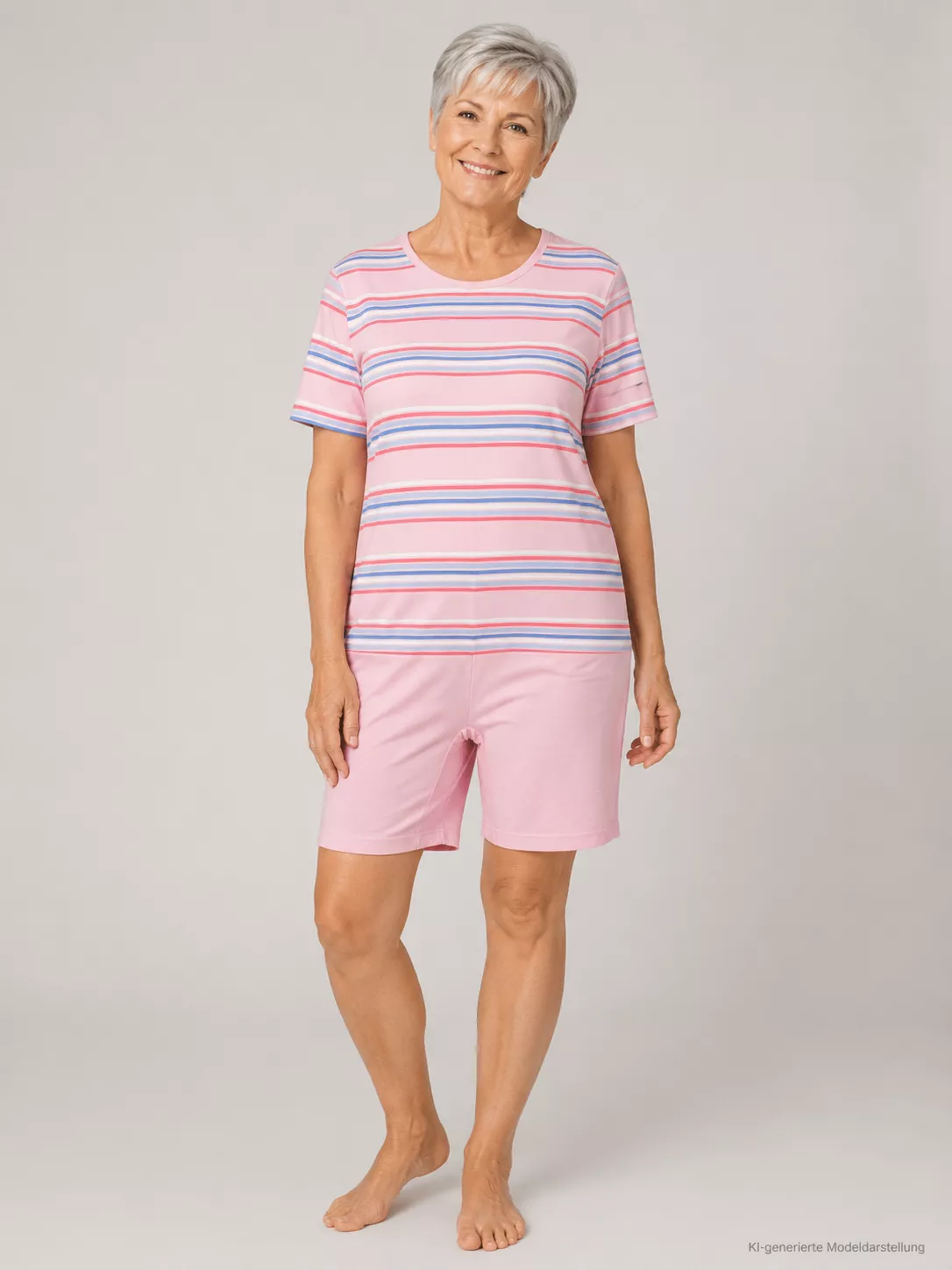 Damen Pflegeoverall kurz RV Rücken und Bein Rose Vorderansicht NormannCare 12227190863 N