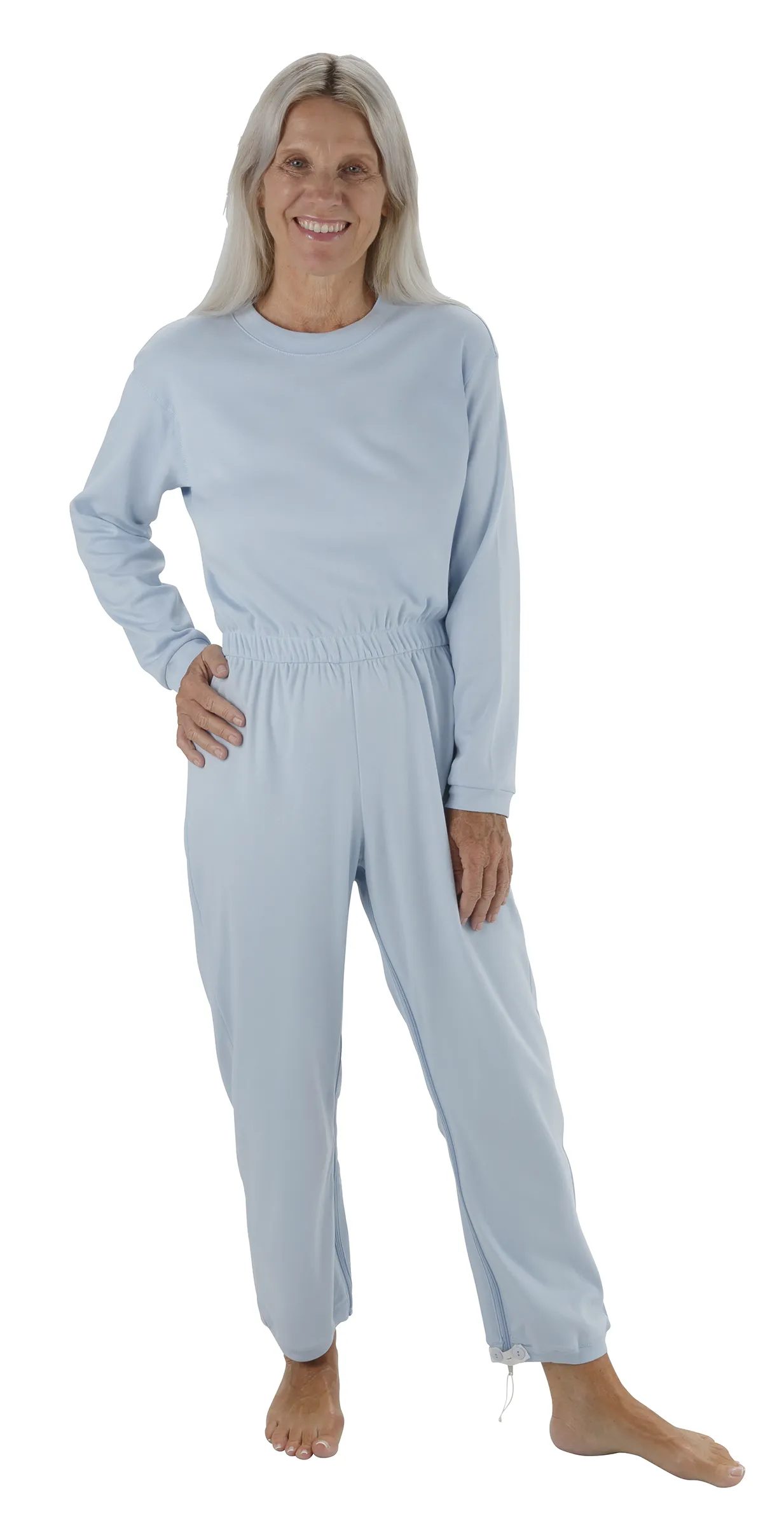 Suprima Pflegeoverall 4671 Farbe hellblau mit Beinreißverschluss