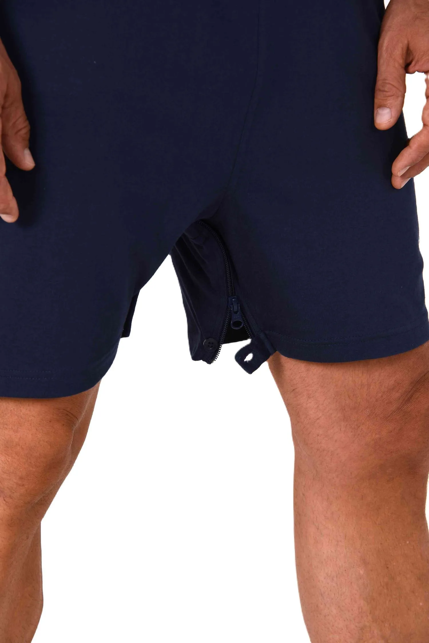 Herren Pflegeoverall Einteiler Schlafanzug von NormannCare in Marine - Detailansicht