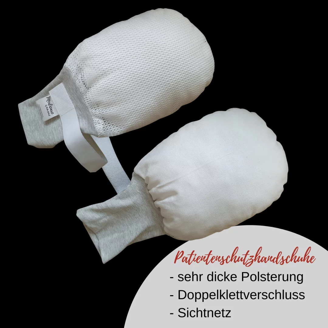 Weißer Medicare Patientenschutzhandschuh 4814 mit Netzoberseite, reduziert Druck auf Handgelenke, verhindert Hautverletzungen durch Mazeration und Abrieb, sicherer Klettverschluss, waschbar bis 60 °C. (4814)