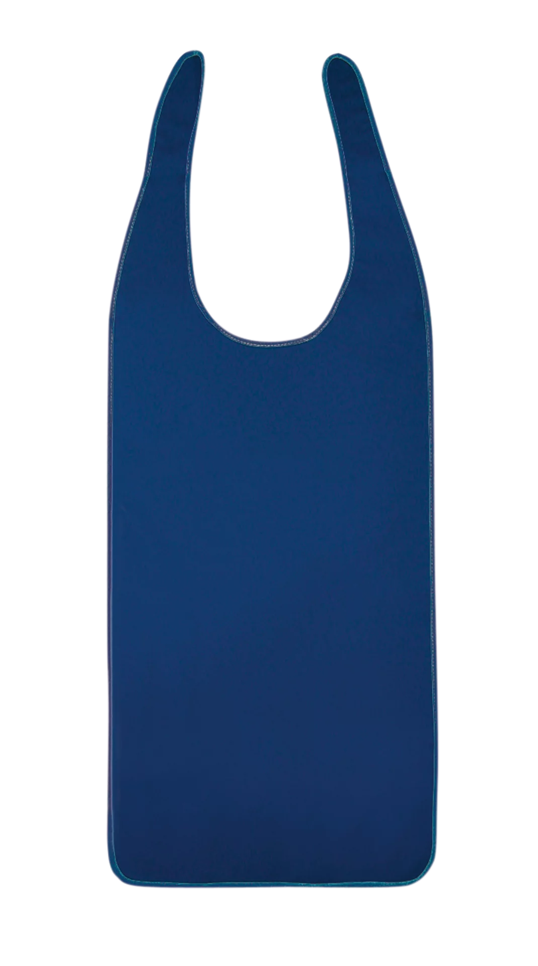Suprima Ess-Schürze in Marineblau, aus feuchtigkeitsundurchlässigem Polyurethan, mit Schlaufenverschluss zum Binden im Nacken, verhindert das Wegziehen durch den Patienten. Maße: 100 × 40 cm. (5536)