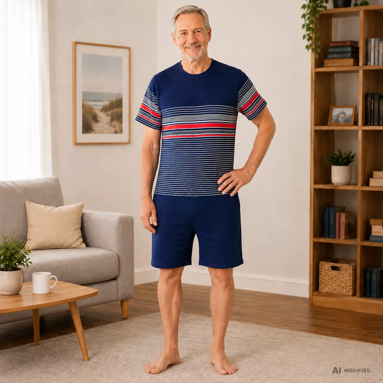 NormannCare Herren Pflegeoverall Marine - getragen Frontansicht, Artikelnummer 12417190970