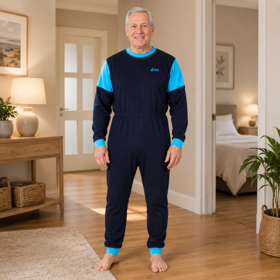4Care Pflegeoverall 1011 in Blau - Vorderansicht