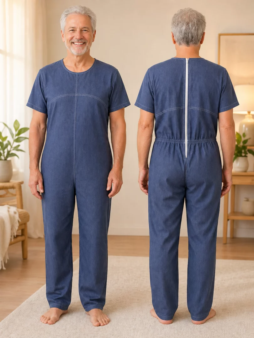 Jeansoverall mit Rückenreißverschluss Cilly in Classicblue - Vorder- und Rückansicht