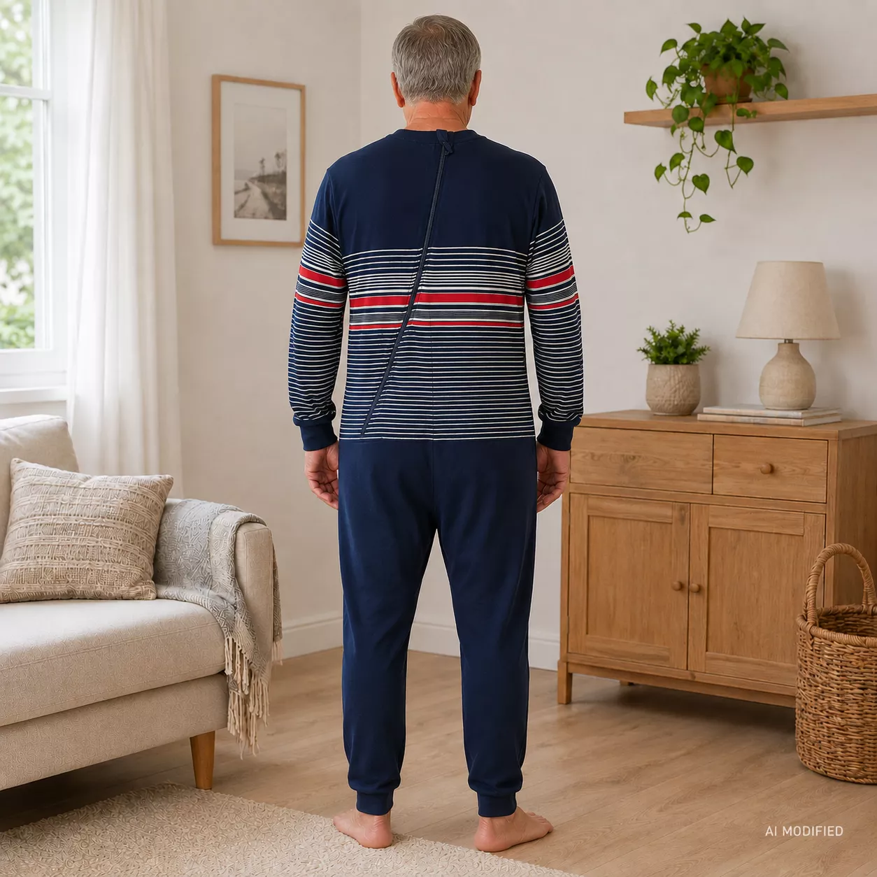Pflegeoverall NormannCare Marine Rückenansicht Artikelnummer 12417090970